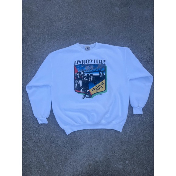 Lee Kentucky Derby Festival 2003 Sweatshirt Vintage Mens White‎ Crewneck